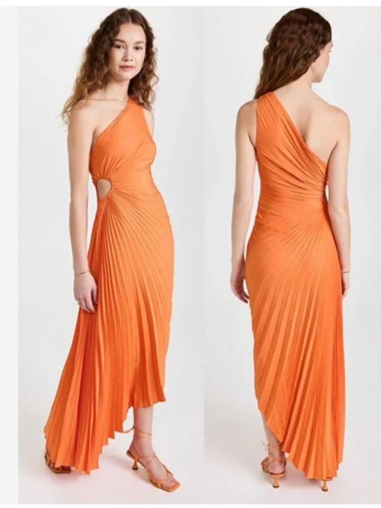 House of Harlow 1960 Black One Shoulder Pleated Evening Maxi Dress Size S - Picture 14 of 14